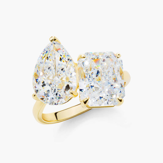 Eleganter Duo-Ring mit großen Steinen