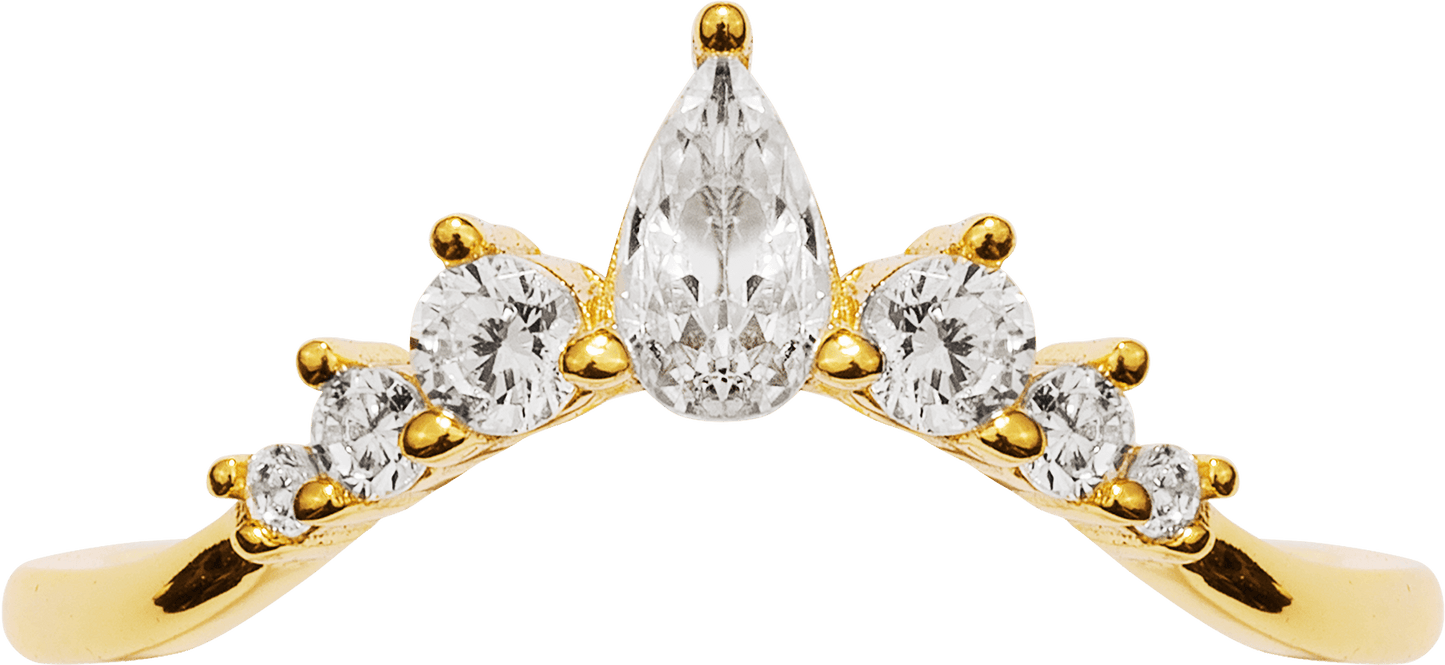 V-Form Ring mit Tropfen-Zirkonia