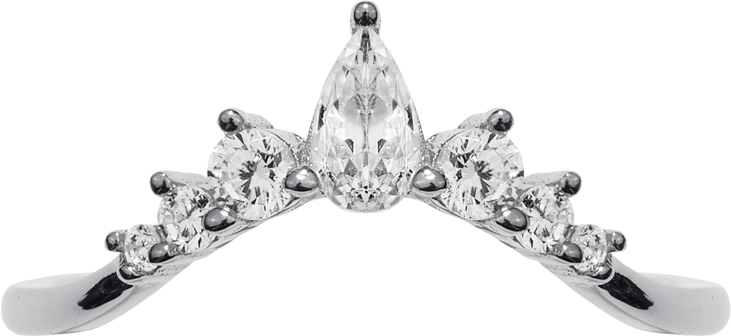 V-Form Ring mit Tropfen-Zirkonia